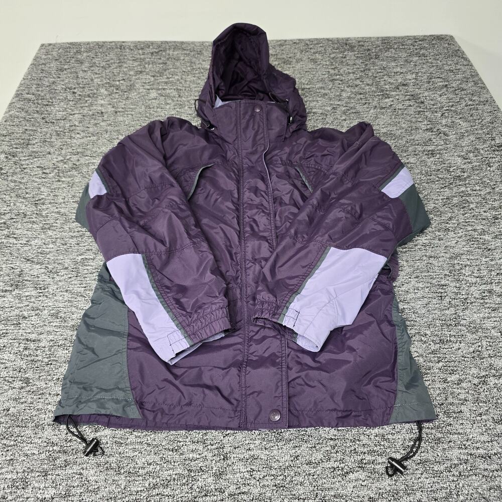 Columbia Core Interchange Jacket Women M Purple Gray 3-in-1 Winter Ski Hood Vtg